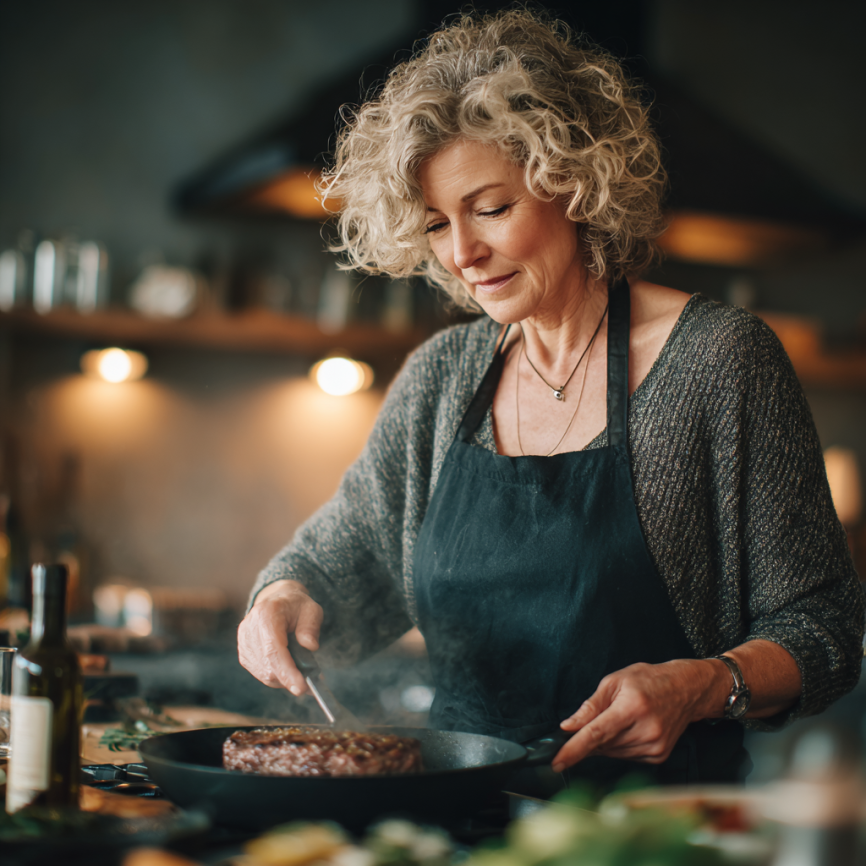 Група літніх людей на кухні готують здорову їжу разом